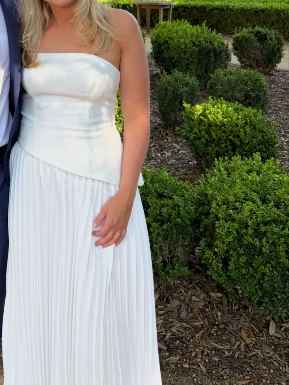 Strapless White Pleated Women’s Dress
